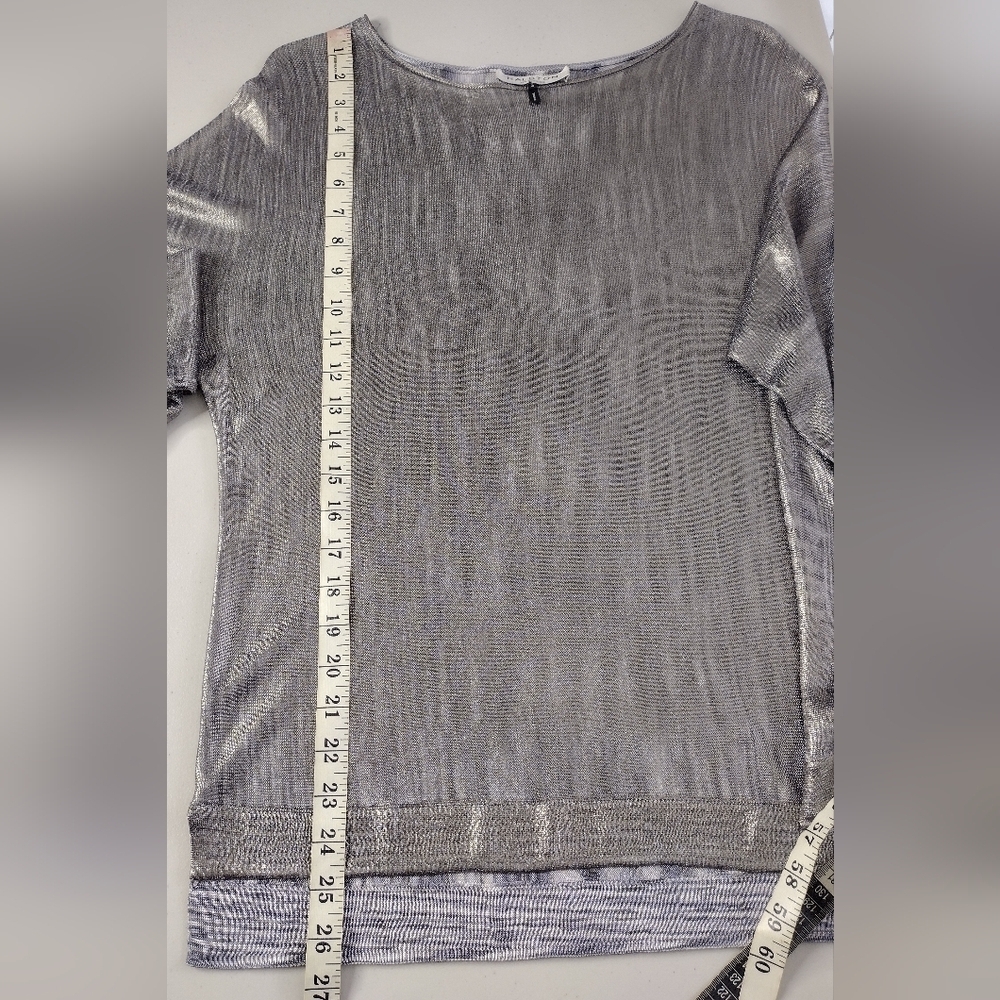 Halston Heritage Women's Metallic Gold Scoop Neck Long Sleeve Blouse Size S - Picture 12 of 12